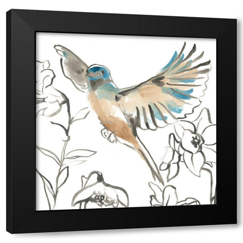 Songbird Meadow IV Black Modern Wood Framed Art Print by Vess, June Erica