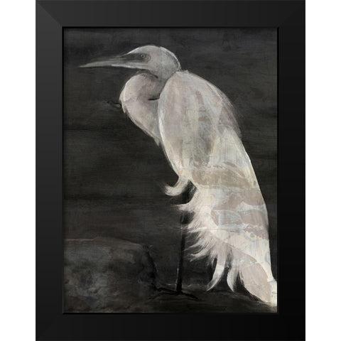 Custom Textured Egret I Black Modern Wood Framed Art Print by Stellar Design Studio