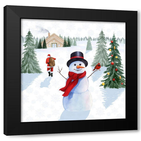 Santas Snowmen I Black Modern Wood Framed Art Print with Double Matting by Popp, Grace