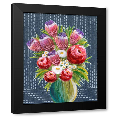 Bashful Bouquet I Black Modern Wood Framed Art Print with Double Matting by Moore, Regina