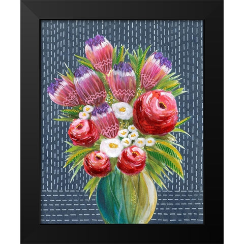 Bashful Bouquet I Black Modern Wood Framed Art Print by Moore, Regina