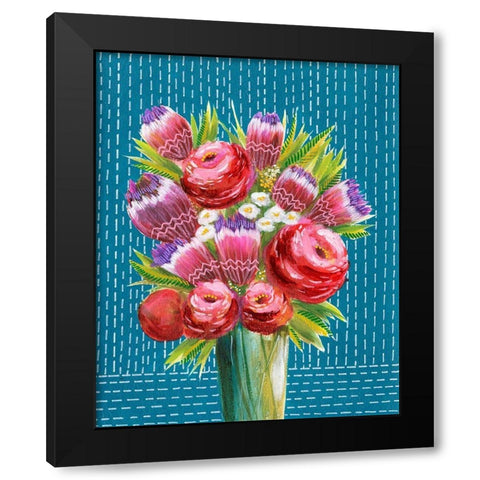 Bashful Bouquet II Black Modern Wood Framed Art Print by Moore, Regina
