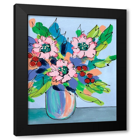 Rowdy Floral II Black Modern Wood Framed Art Print by Moore, Regina