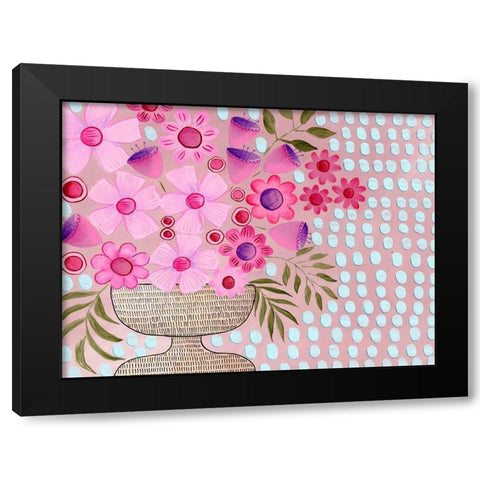Cheeky Pink Floral I Black Modern Wood Framed Art Print with Double Matting by Moore, Regina