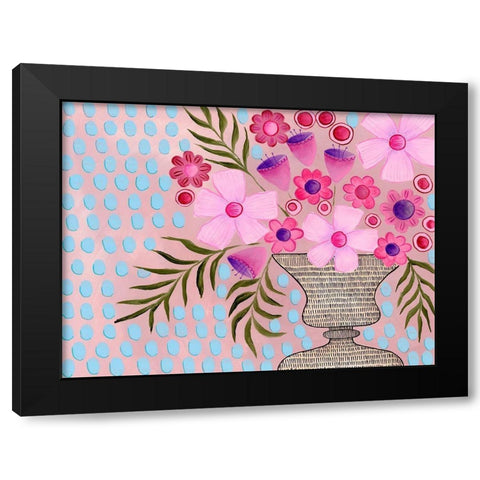 Cheeky Pink Floral II Black Modern Wood Framed Art Print with Double Matting by Moore, Regina