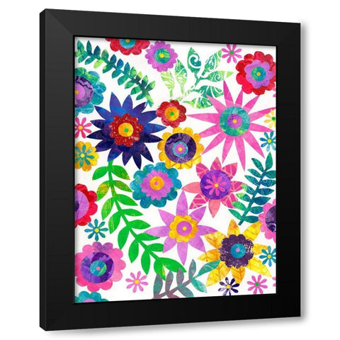 Hippie Floral I Black Modern Wood Framed Art Print with Double Matting by Moore, Regina