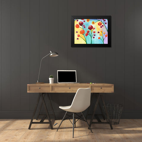 Jambalaya Floral II Black Modern Wood Framed Art Print by Moore, Regina