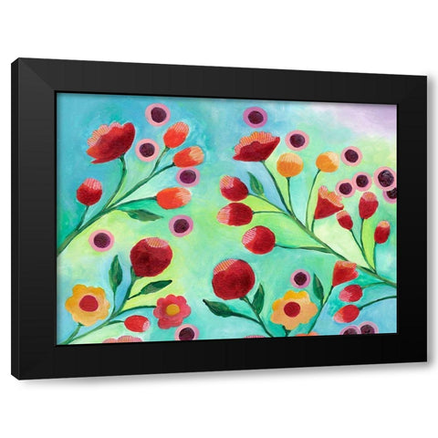 Jambalaya Floral III Black Modern Wood Framed Art Print with Double Matting by Moore, Regina