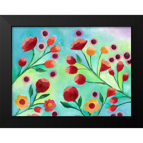 Jambalaya Floral III Black Modern Wood Framed Art Print by Moore, Regina