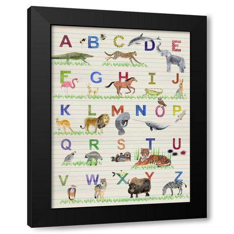Alphabet Animals Black Modern Wood Framed Art Print with Double Matting by Ludwig, Alicia
