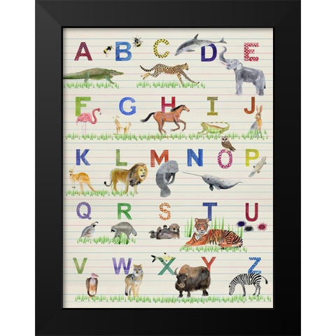 Alphabet Animals Black Modern Wood Framed Art Print by Ludwig, Alicia