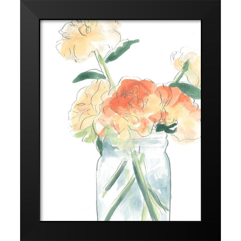 Soft Posy Sketch I Black Modern Wood Framed Art Print by Vess, June Erica