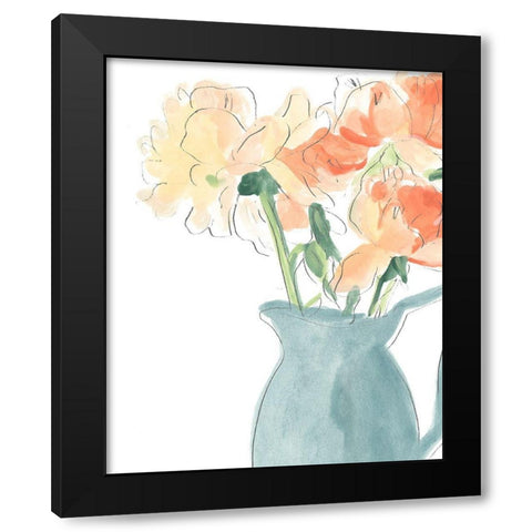 Soft Posy Sketch III Black Modern Wood Framed Art Print by Vess, June Erica