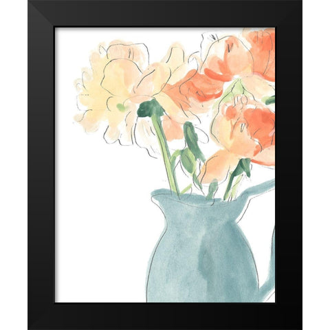 Soft Posy Sketch III Black Modern Wood Framed Art Print by Vess, June Erica