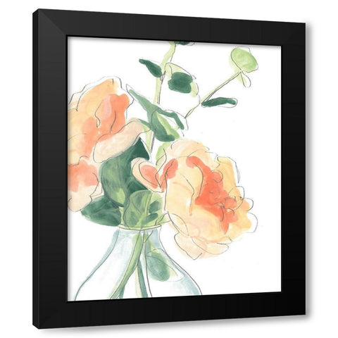 Soft Posy Sketch IV Black Modern Wood Framed Art Print with Double Matting by Vess, June Erica