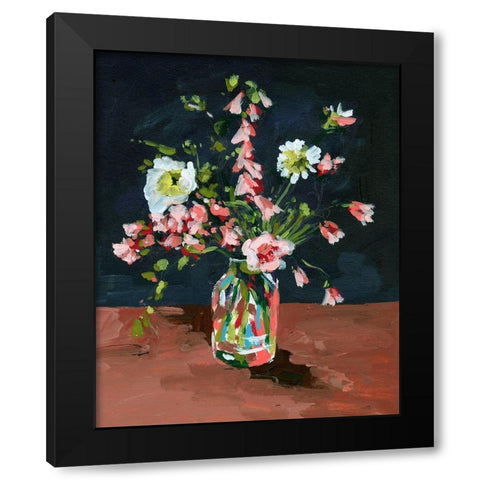 Bottle and Flowers I Black Modern Wood Framed Art Print with Double Matting by Wang, Melissa