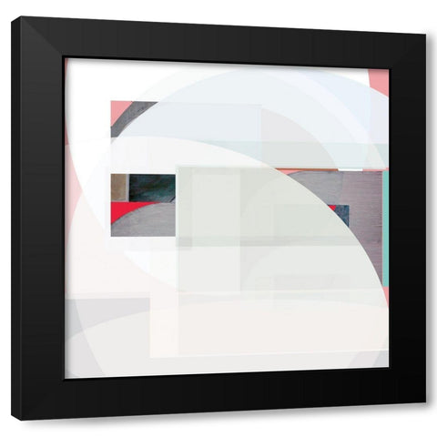 Stripes and Circles I Black Modern Wood Framed Art Print with Double Matting by Bellissimo Art