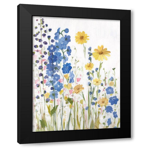 Periwinkle Wildflowers I Black Modern Wood Framed Art Print by Iafrate, Sandra
