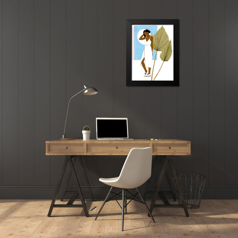 Women in the Garden I Black Modern Wood Framed Art Print by Wang, Melissa