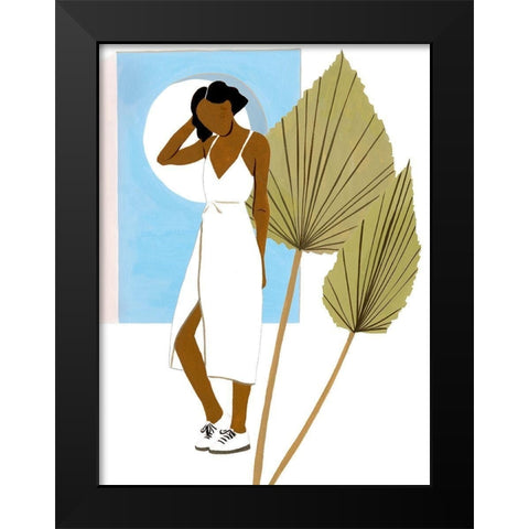 Women in the Garden I Black Modern Wood Framed Art Print by Wang, Melissa