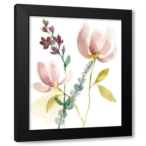 Pastel Flower Composition I Black Modern Wood Framed Art Print by Goldberger, Jennifer
