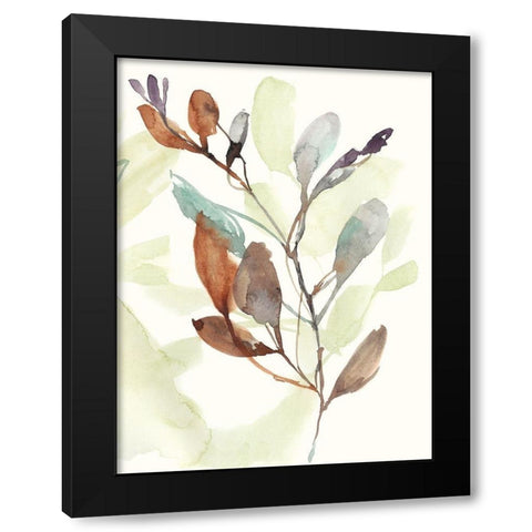 Rusty Sienna Leaves II Black Modern Wood Framed Art Print by Goldberger, Jennifer