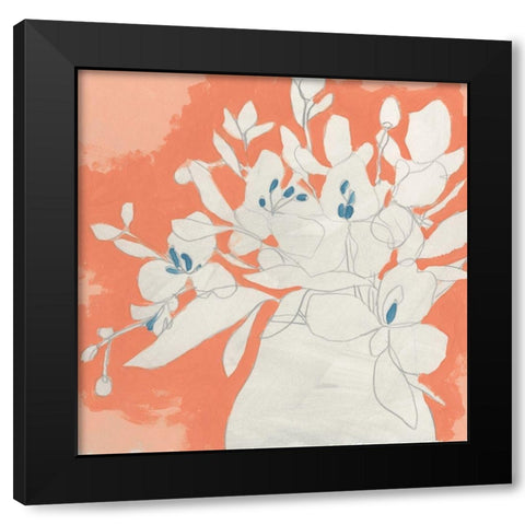 Terracotta Flowers II Black Modern Wood Framed Art Print by Vess, June Erica