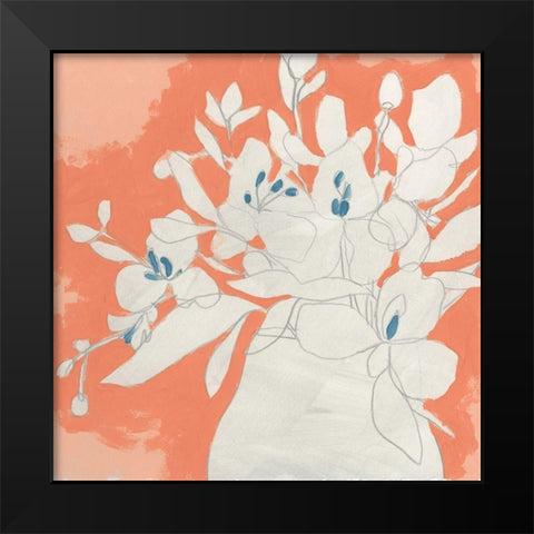 Terracotta Flowers II Black Modern Wood Framed Art Print by Vess, June Erica