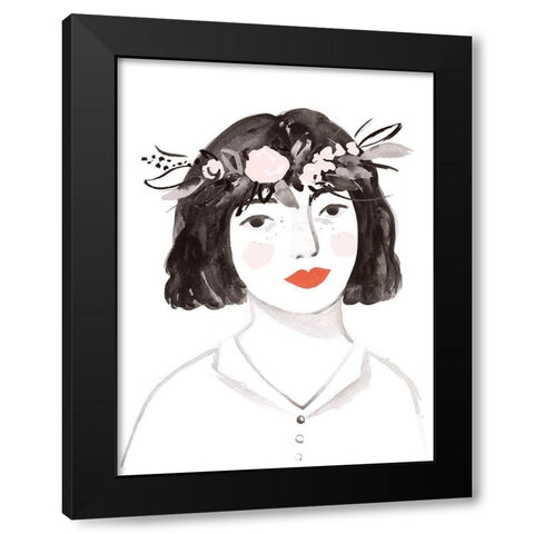Blossom Crown I Black Modern Wood Framed Art Print with Double Matting by Borges, Victoria