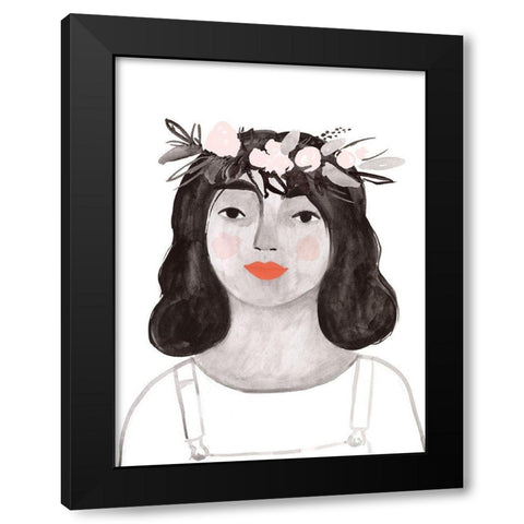 Blossom Crown II Black Modern Wood Framed Art Print with Double Matting by Borges, Victoria