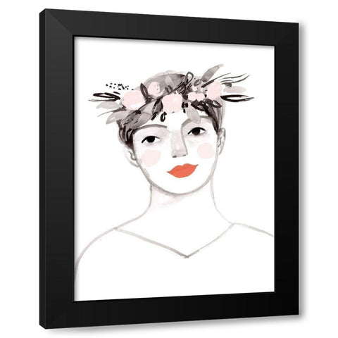 Blossom Crown IV Black Modern Wood Framed Art Print by Borges, Victoria