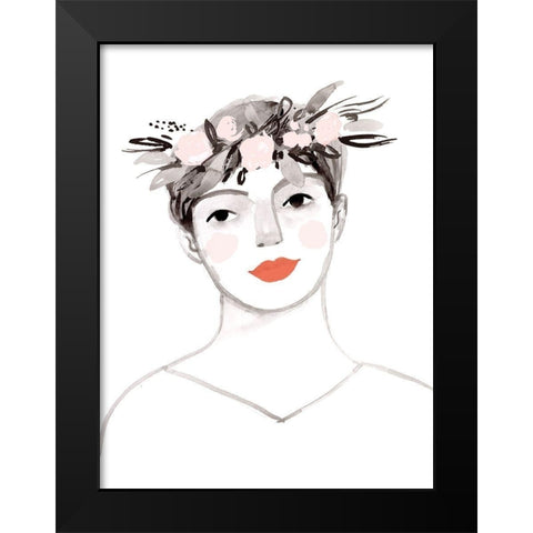Blossom Crown IV Black Modern Wood Framed Art Print by Borges, Victoria