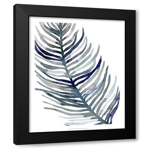 Blue Feathered Palm I Black Modern Wood Framed Art Print with Double Matting by Scarvey, Emma