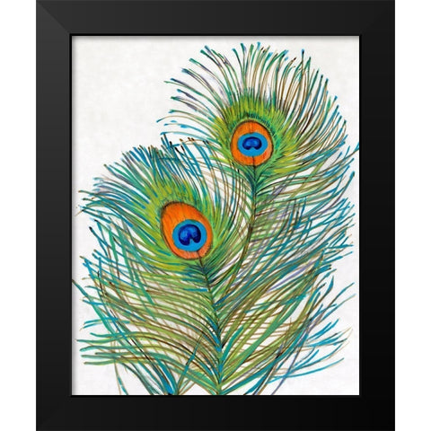 Vivid Peacock Feathers I Black Modern Wood Framed Art Print by OToole, Tim
