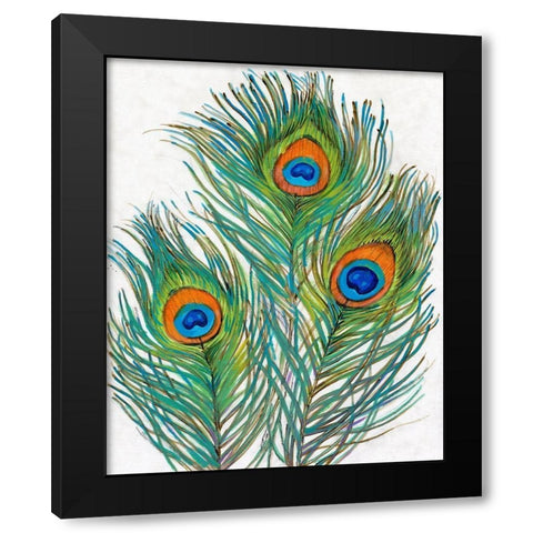 Vivid Peacock Feathers II Black Modern Wood Framed Art Print with Double Matting by OToole, Tim