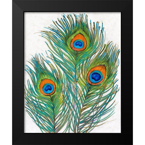 Vivid Peacock Feathers II Black Modern Wood Framed Art Print by OToole, Tim