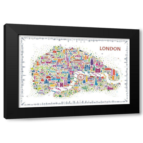 Iconic Cities-London Black Modern Wood Framed Art Print with Double Matting by Esquer, Rafael