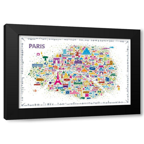 Iconic Cities-Paris Black Modern Wood Framed Art Print with Double Matting by Esquer, Rafael