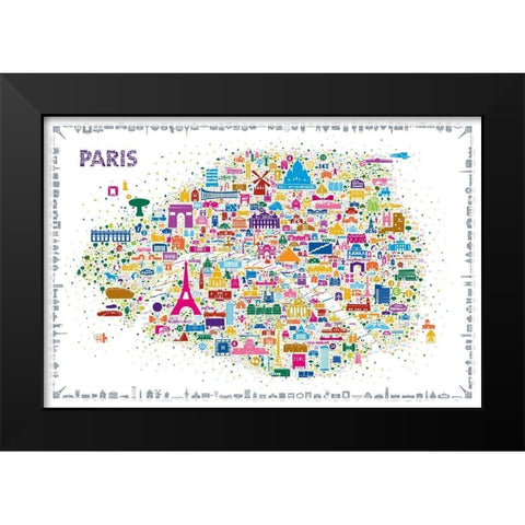 Iconic Cities-Paris Black Modern Wood Framed Art Print by Esquer, Rafael