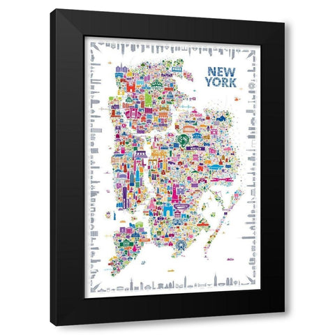 Iconic Cities-New York Black Modern Wood Framed Art Print by Esquer, Rafael