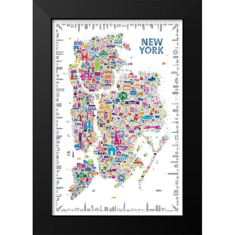 Iconic Cities-New York Black Modern Wood Framed Art Print by Esquer, Rafael