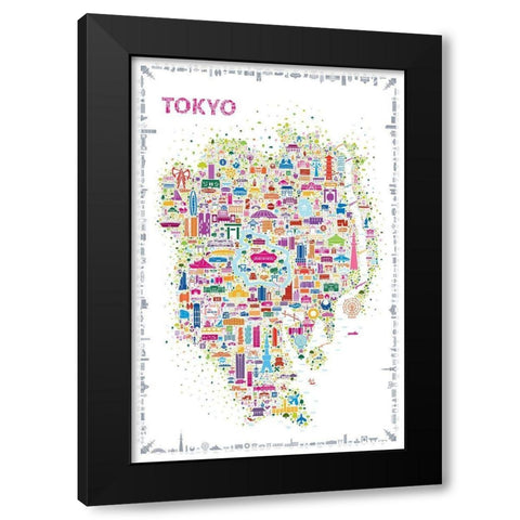Iconic Cities-Tokyo Black Modern Wood Framed Art Print by Esquer, Rafael