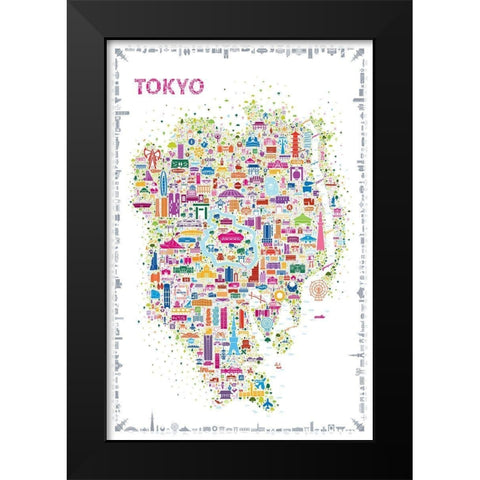 Iconic Cities-Tokyo Black Modern Wood Framed Art Print by Esquer, Rafael