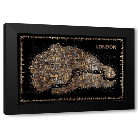 Glam Iconic Cities-London Black Modern Wood Framed Art Print by Esquer, Rafael