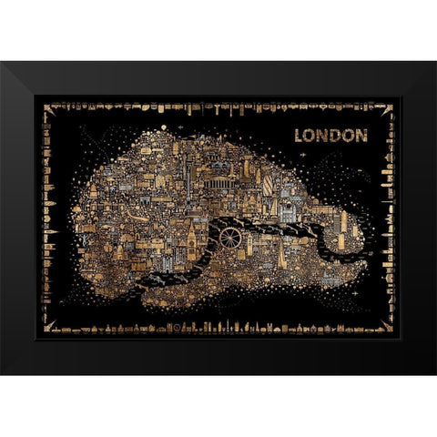Glam Iconic Cities-London Black Modern Wood Framed Art Print by Esquer, Rafael