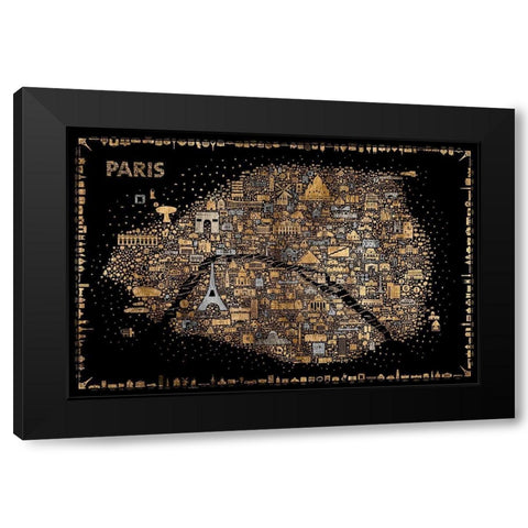 Glam Iconic Cities-Paris Black Modern Wood Framed Art Print by Esquer, Rafael