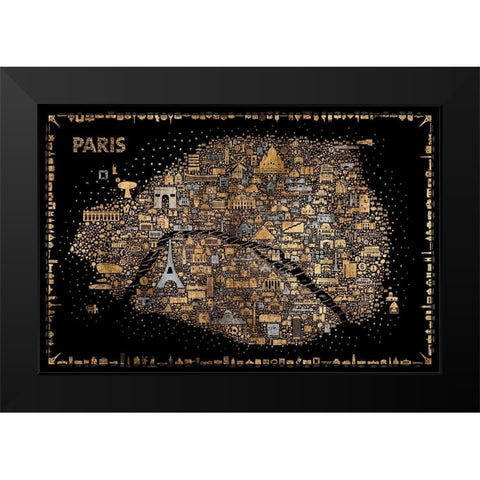 Glam Iconic Cities-Paris Black Modern Wood Framed Art Print by Esquer, Rafael