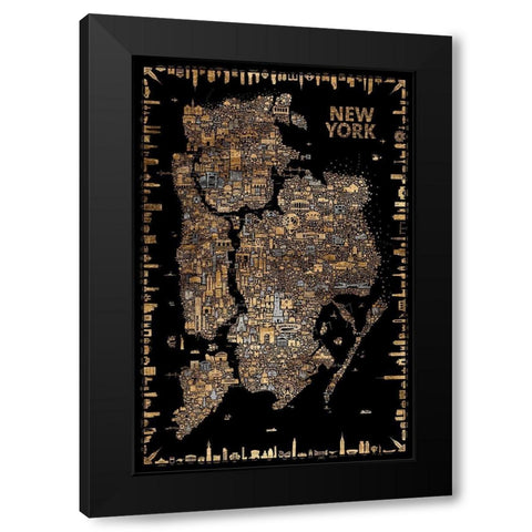 Glam Iconic Cities-New York Black Modern Wood Framed Art Print by Esquer, Rafael