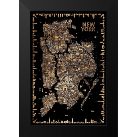 Glam Iconic Cities-New York Black Modern Wood Framed Art Print by Esquer, Rafael