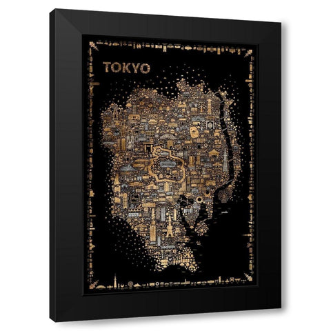 Glam Iconic Cities-Tokyo Black Modern Wood Framed Art Print with Double Matting by Esquer, Rafael